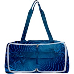 Blue Background Brush Particles Wave Multi Function Bag	 by Nexatart