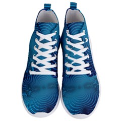 Blue Background Brush Particles Wave Men s Lightweight High Top Sneakers by Nexatart