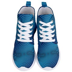 Blue Background Brush Particles Wave Women s Lightweight High Top Sneakers by Nexatart