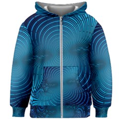 Blue Background Brush Particles Wave Kids Zipper Hoodie Without Drawstring