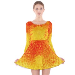 Abstract Explosion Blow Up Circle Long Sleeve Velvet Skater Dress by Nexatart