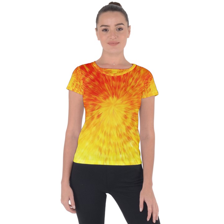 Abstract Explosion Blow Up Circle Short Sleeve Sports Top 