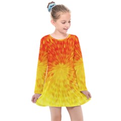 Abstract Explosion Blow Up Circle Kids  Long Sleeve Dress