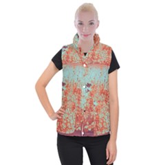 Orange Blue Rust Colorful Texture Women s Button Up Vest by Nexatart