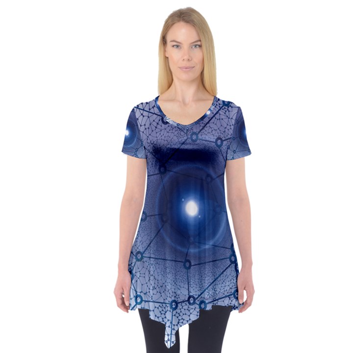 Network Social Abstract Short Sleeve Tunic 