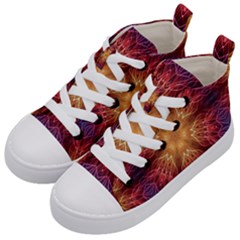 Fractal Abstract Artistic Kid s Mid-top Canvas Sneakers by Nexatart