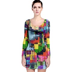 Color Abstract Background Textures Long Sleeve Velvet Bodycon Dress by Nexatart