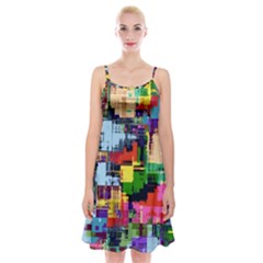 Color Abstract Background Textures Spaghetti Strap Velvet Dress by Nexatart