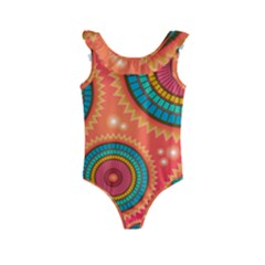 Background Texture Mosaic Pink Kids  Frill Swimsuit