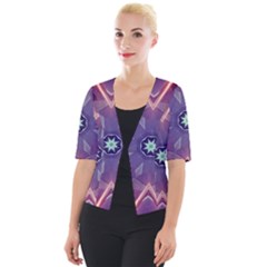 Abstract Glow Kaleidoscopic Light Cropped Button Cardigan