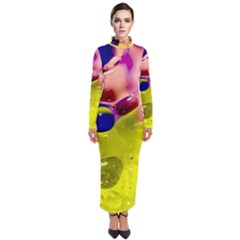 Abstract Bubbles Oil Turtleneck Maxi Dress