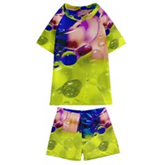 Abstract Bubbles Oil Kids  Swim Tee And Shorts Set