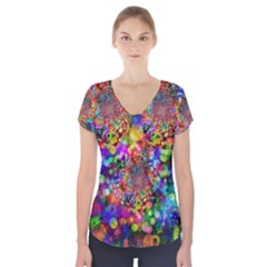 Background Color Pattern Structure Short Sleeve Front Detail Top