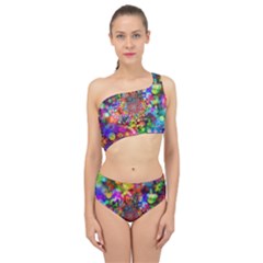 Background Color Pattern Structure Spliced Up Two Piece Swimsuit