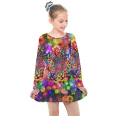 Background Color Pattern Structure Kids  Long Sleeve Dress by Nexatart