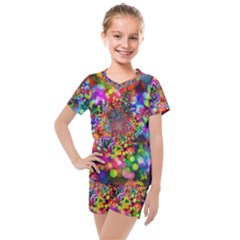 Background Color Pattern Structure Kids  Mesh Tee And Shorts Set