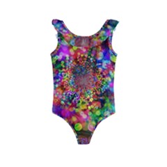 Background Color Pattern Structure Kids  Frill Swimsuit