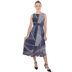 Abstract Background Abstract Minimal Midi Tie-back Chiffon Dress