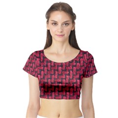 Fabric Pattern Desktop Textile Short Sleeve Crop Top by Nexatart