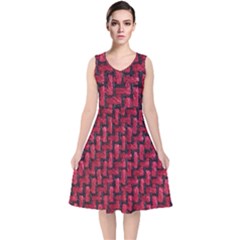 Fabric Pattern Desktop Textile V-neck Midi Sleeveless Dress  by Nexatart