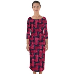 Fabric Pattern Desktop Textile Quarter Sleeve Midi Bodycon Dress by Nexatart