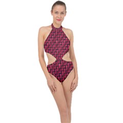 Fabric Pattern Desktop Textile Halter Side Cut Swimsuit