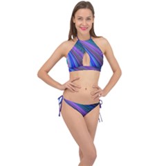 Background Abstract Curves Cross Front Halter Bikini Set