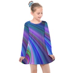 Background Abstract Curves Kids  Long Sleeve Dress