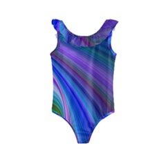 Background Abstract Curves Kids  Frill Swimsuit