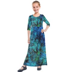 Color Abstract Background Textures Kids  Quarter Sleeve Maxi Dress