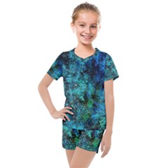 Color Abstract Background Textures Kids  Mesh Tee And Shorts Set