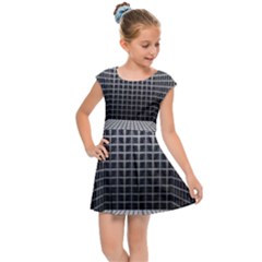 Space Glass Blocks Background Kids Cap Sleeve Dress