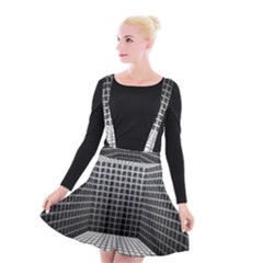 Space Glass Blocks Background Suspender Skater Skirt by Nexatart