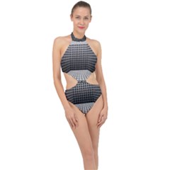 Space Glass Blocks Background Halter Side Cut Swimsuit by Nexatart