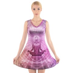 Meditation Spiritual Yoga V-neck Sleeveless Dress by Nexatart