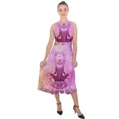 Meditation Spiritual Yoga Midi Tie-back Chiffon Dress by Nexatart