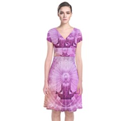 Meditation Spiritual Yoga Short Sleeve Front Wrap Dress