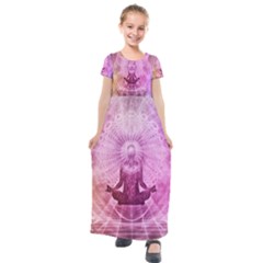 Meditation Spiritual Yoga Kids  Short Sleeve Maxi Dress by Nexatart