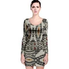 Fabric Textile Abstract Pattern Long Sleeve Velvet Bodycon Dress by Nexatart