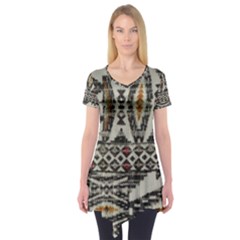 Fabric Textile Abstract Pattern Short Sleeve Tunic  by Nexatart