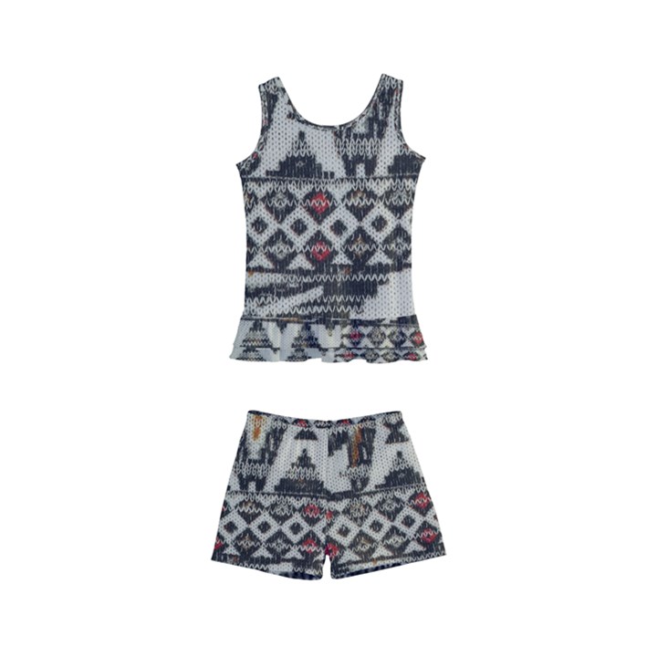 Fabric Textile Abstract Pattern Kid s Boyleg Swimsuit