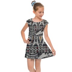 Fabric Textile Abstract Pattern Kids Cap Sleeve Dress