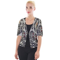 Fabric Textile Abstract Pattern Cropped Button Cardigan