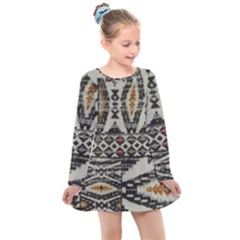 Fabric Textile Abstract Pattern Kids  Long Sleeve Dress