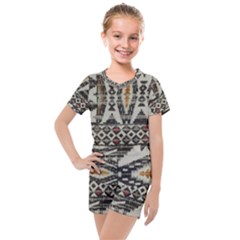 Fabric Textile Abstract Pattern Kids  Mesh Tee And Shorts Set