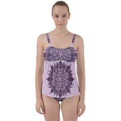 Mandala Pattern Fractal Twist Front Tankini Set by Nexatart