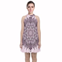 Mandala Pattern Fractal Velvet Halter Neckline Dress  by Nexatart