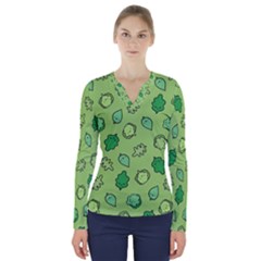 Funny Greens And Salad V-neck Long Sleeve Top by kostolom3000shop