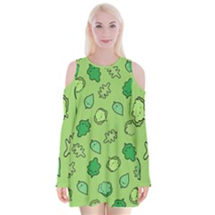 Funny Greens And Salad Velvet Long Sleeve Shoulder Cutout Dress by kostolom3000shop