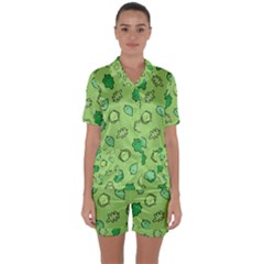 Funny Greens And Salad Satin Short Sleeve Pyjamas Set